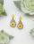 Druzy Agate and Sunflower Leopard Leather Earrings 
