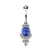 316L Stainless Steel Blue Ornate Victorian Navel Ring