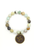 LV Again -Faceted Polished Amazonite Stretch Bracelet With Metallic Gold Lava Bead