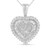 10 Karat White Gold 1 Carat Total Diamond Weight Multi-cut 1 Carat Total Diamond Weight Diamond Heart Pendant Necklace 