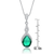 Collette Z Sterling Silver Green Cubic Zirconia Pear Twist Pendant Necklace