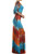 Tie Dye Scook Neck 3/4 Sleeves Full Length Maxi Dress
