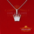 10K White Gold Finish Crown Silver Pendant with Lab Created Diamonds