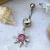 316L Stainless Steel Belly Ring with Glitter Sol Sunburst Dangle