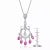 Collette Z Sterling Silver Cubic Zirconia and Pink Cubic Zirconia Dangling Pendant Necklace