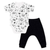 Black & White Boy Short Sleeve Wrap Bodysuit & Harem Pant Set
