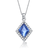 Collette Z Sterling Silver Blue Cubic Zirconia Diamond-shaped Necklace