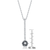 Collette Z Sterling Silver White Cubic Zirconia Light Blue and Black Cubic Zirconia Pendant