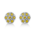 .925 Sterling Silver 1/4 Cttw Color Diamond Cluster Flower Earrings