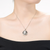 Collette Z Sterling Silver with Rhodium Plated Clear Round Cubic Zirconia Cluster Oval Pendant Necklace