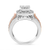 14K White and Rose Gold 1 1/8 Cttw Princess and Round-Cut Diamond Art Deco Style Triple Shank Halo Cocktail Ring (I-J Color, SI2-I1 Clarity)