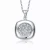 Collette Z Sterling Silver with Rhodium Plated Clear Round Cubic Zirconia Rounded Square Drop Necklace