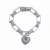 Collette Z C.Z. Sterling Silver Rhodium Plated Heart Shape Drop Link Bracelet