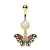 Gold Plated True Butterfly Dangle Navel Ring