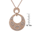 Collette Z Pink Silver Clear Cubic Zirconia Round Hammered Fashion Necklace