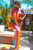Rainbow Multi Color Plunged Neck with Ruch details Maxi Dress