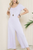 Solid Short Sleeve V Neck Jumpsuit with Low Back