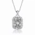 Collette Z Rhodium Plated Radiant Cubic Zirconia Square Pendant Necklace