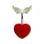 316L Red Heart Navel Ring with Soaring Gold-Plated Gemmed Wings and Pearl