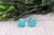 Blue Iridescent Faceted Heart Stud Earrings