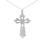 .925 Sterling Silver 1.00 Cttw Diamond Fleur De Lis Cross 18" Pendant Necklace (H-I Color, I2-I3 Clarity)