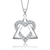 Collette Z Sterling Silver with Rhodium Plated Clear Round Cubic Zirconia Heart and Triangle Pendant Necklace