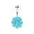 316L Stainless Steel Teal Blue Flower Navel Ring