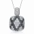 Collette Z Sterling Silver with Rhodium Plated Clear and Black Round Cubic Zirconia Drop Pendant Necklace