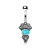 316L Stainless Steel Medieval Style Navel Ring with Turquoise Stone