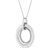 .925 Sterling Silver Prong-Set Diamond Accent Satin Finished Double Circle 18" Pendant Necklace (I-J Color, I1-I2 Clarity)