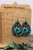 Turquoise Flower on Leopard Teardrop || Faux Leather Dangle Earrings
