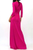 Quarter Sleeves Faux Wrap Maxi Dress Pink