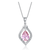 Collette Z Sterling Silver Pink Teardrop White Cubic Zirconia Pendant
