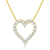 14K Yellow Gold Plated .925 Sterling Silver 2.0 Cttw Round Cut Diamond Classic Open Heart 18" Pendant Necklace (K-L Color, I2-I3 Clarity)