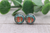 Serape Pumpkin on Teal || Glass Stud Earrings || Hypoallergenic