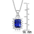 Collette Z Sterling Silver Blue and White Cubic Zirconia Square Necklace