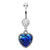 316L Stainless Steel Abalone Shell Heart Dangle Navel Ring