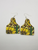 Sunflower and Leopard Print Cow Tag Double Sided Earrings