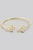 Gold Dipped Double Cz Halo Clover Cuff Bracelet