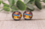 Sunflowers on Serape Glass Stud Earrings