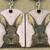 Handmade Large Engraved Bunny Earrings - Light Pink Paint - Baltic Birch Wood