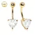 14Kt Yellow Gold Navel Ring with Large Clear Prong Set CZ