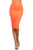 High Waist Fitted Pencil Skirt Orange