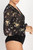 Serilda Long Sleeves Stripe Floral Wrap Bodysuit Black