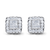 14 Karat White Gold 1ct. Total Diamond Weight Round-cut and Princess-cut Diamond Stud Earring 