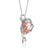 Collette Z Sterling Silver with Rhodium Plated Champagne Trillion with Clear Round Cubic Zirconia Swirl Drop Necklace