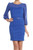 Textured, 3/4 sleeve belted dress with keyhole detail and zipper closure