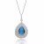 Collette Z Sterling Silver blue  Oval Teardrop White Cubic Zirconia Pendant