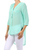 Sheer buttoned three-quarter sleeve top with a hi-lo hem