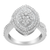 .925 Sterling Silver 1.0 Cttw Round & Baguette-Cut Diamond Marquise-Shaped Cluster Triple Stepped Halo Cocktail Fashion Ring (I-J Color, I2-I3 Clarity)